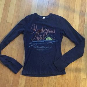 Long Sleeve Navy Hollister Graphic T Shirt